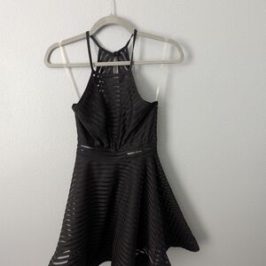 January 7 Black Striped Backless Dress